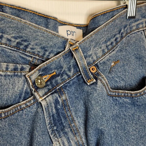 Parke Crossover Denim Shorts S Upcycled Levis Distressed - Picture 6 of 6